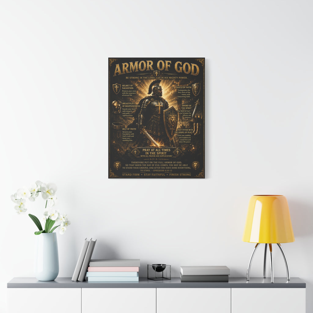 Christian Armor Canvas Wall Art — “Pray at All Times in the Spirit” Matte Stretched Canvas