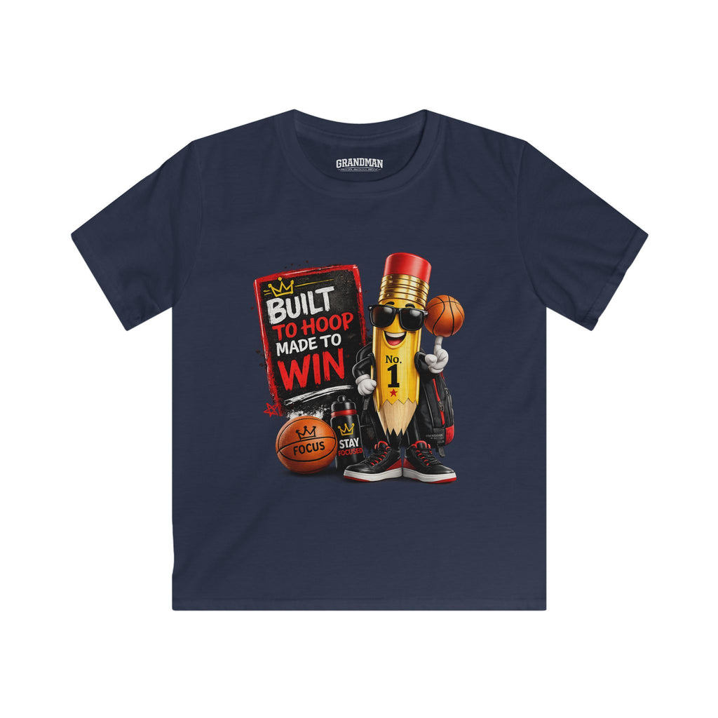 Kids Basketball T‑Shirt — "Built to Hoop Made to Win" Graphic Tee