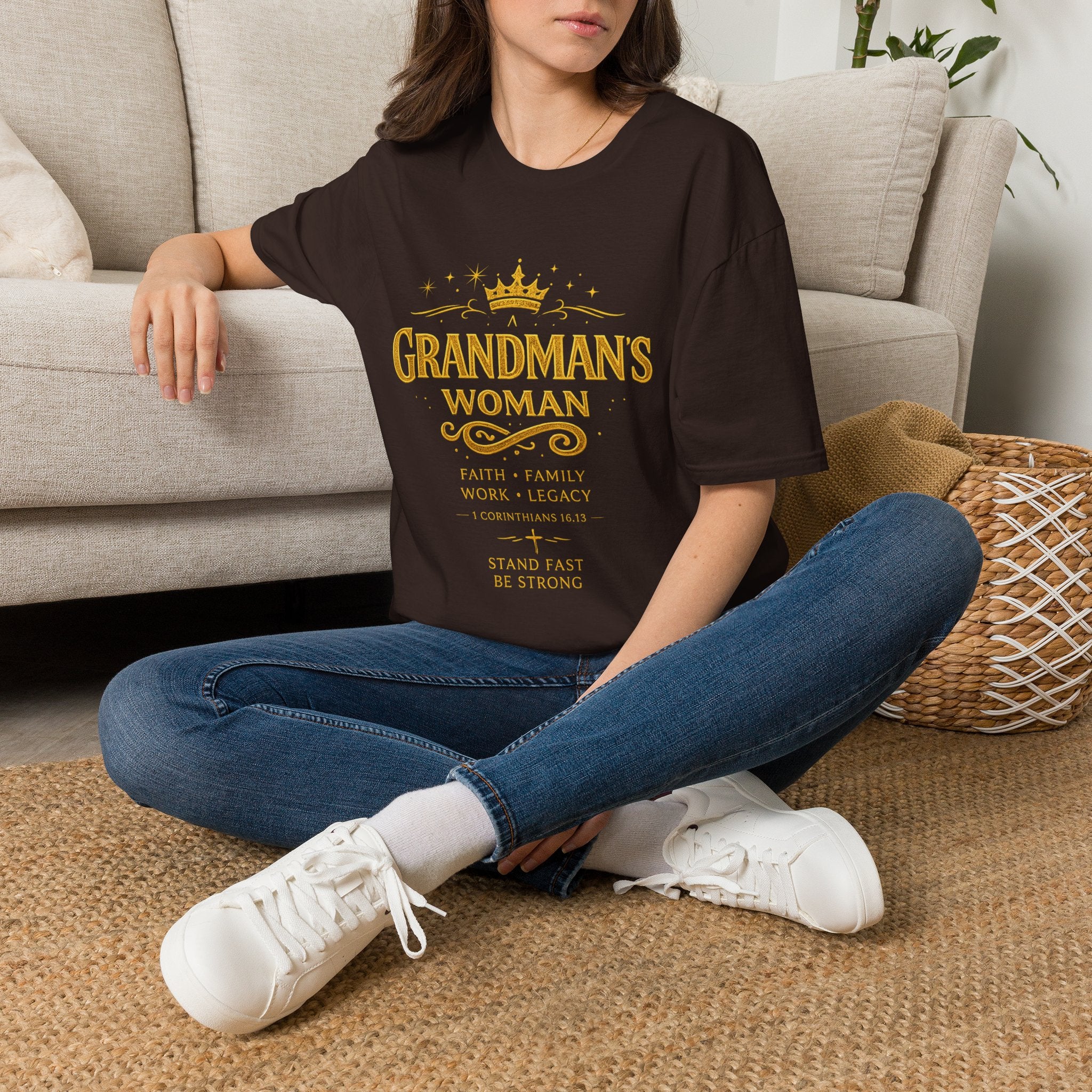 Grandman's Woman T-Shirt — Faith Family Legacy Graphic Tee