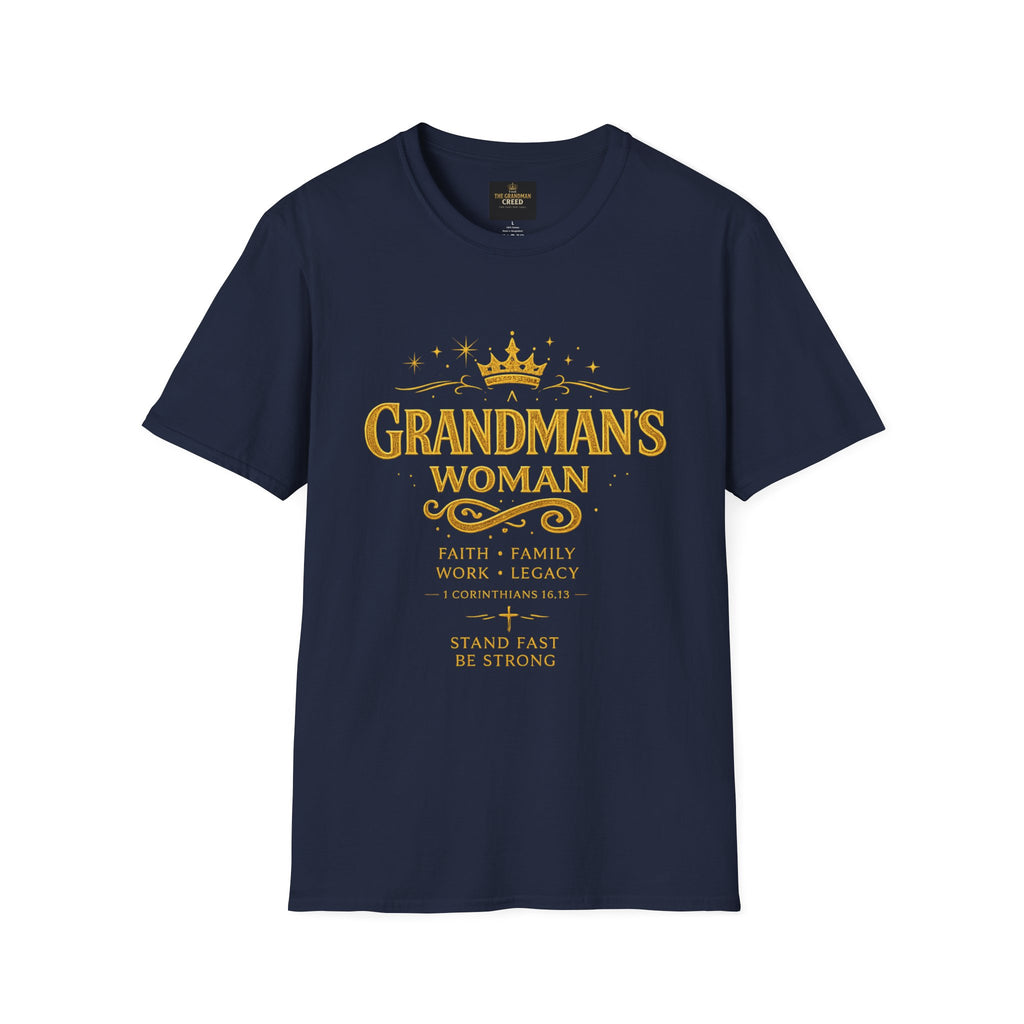 Grandman's Woman T-Shirt — Faith Family Legacy Graphic Tee