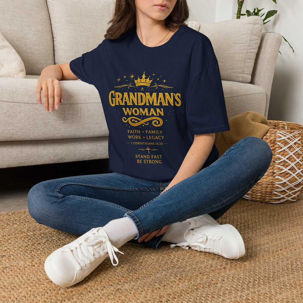 Grandman's Woman T-Shirt — Faith Family Legacy Graphic Tee