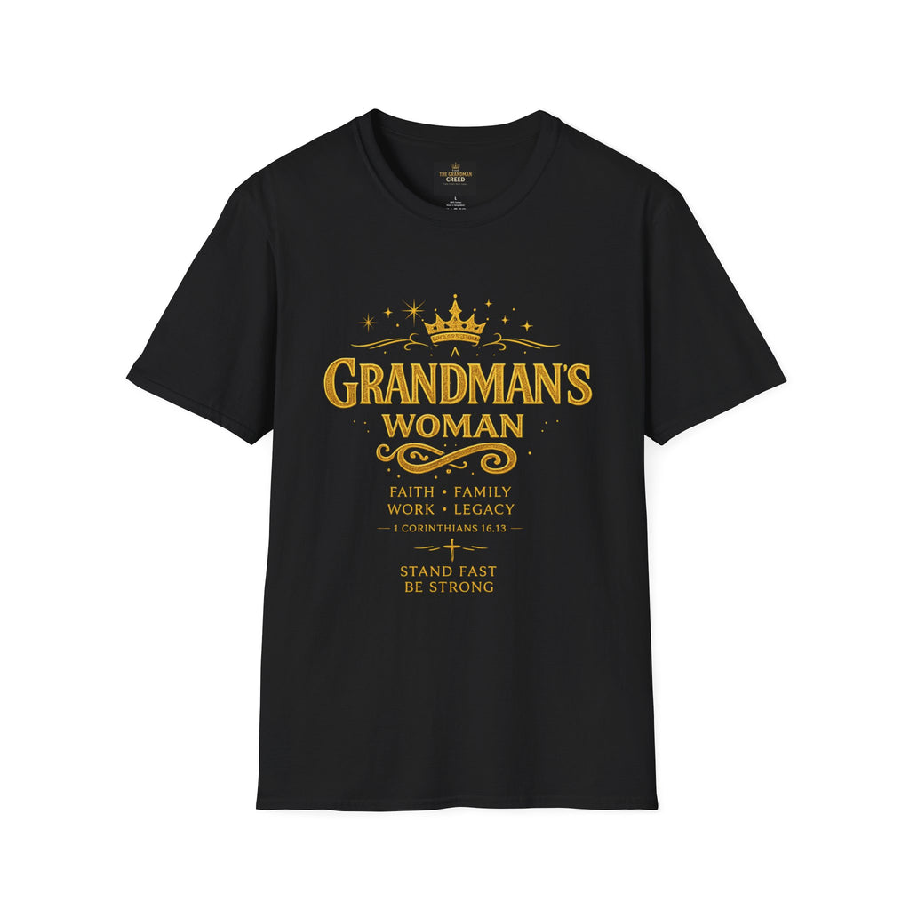 Grandman's Woman T-Shirt — Faith Family Legacy Graphic Tee