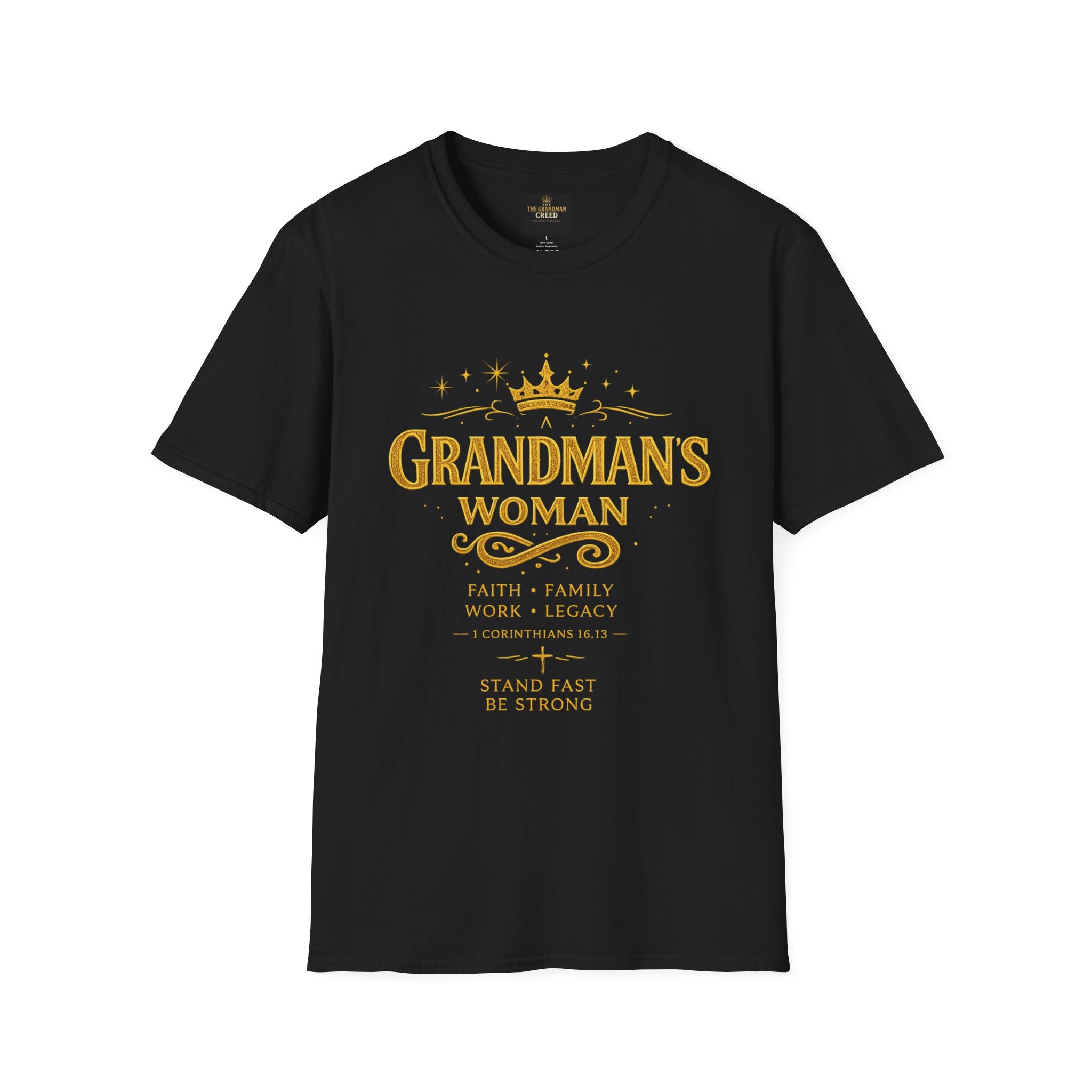 Grandman's Woman T-Shirt — Faith Family Legacy Graphic Tee