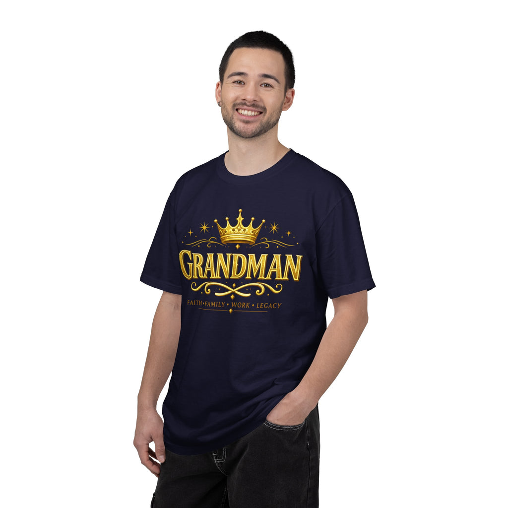 Grandman Crown T-Shirt — "Grandman" Pride Tee (Faith • Family • Work • Legacy)