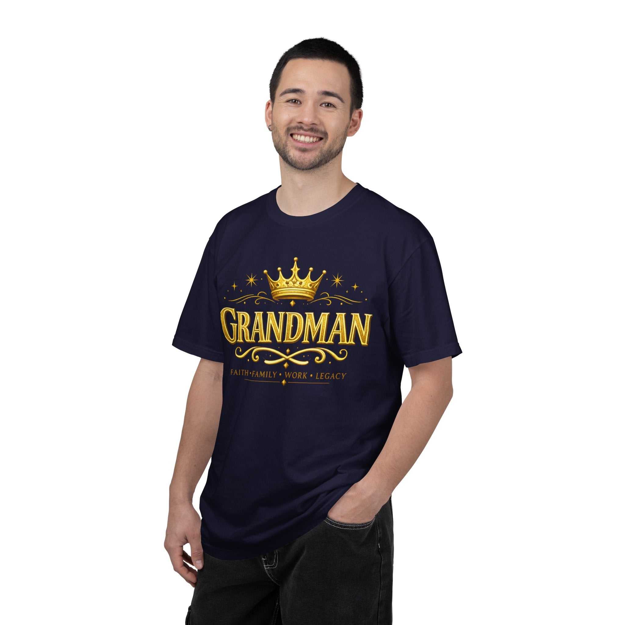 Grandman Crown T-Shirt — "Grandman" Pride Tee (Faith • Family • Work • Legacy)