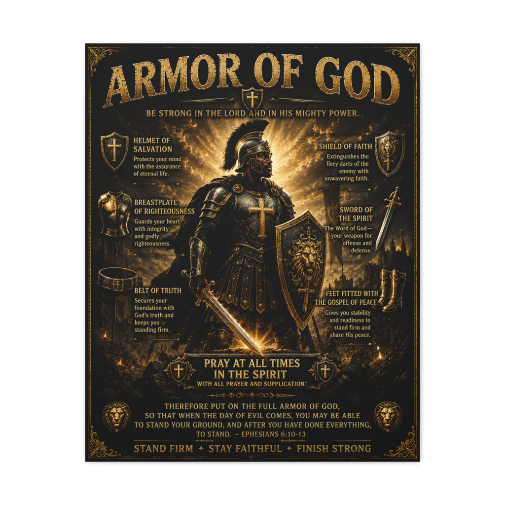Christian Armor Canvas Wall Art — “Pray at All Times in the Spirit” Matte Stretched Canvas