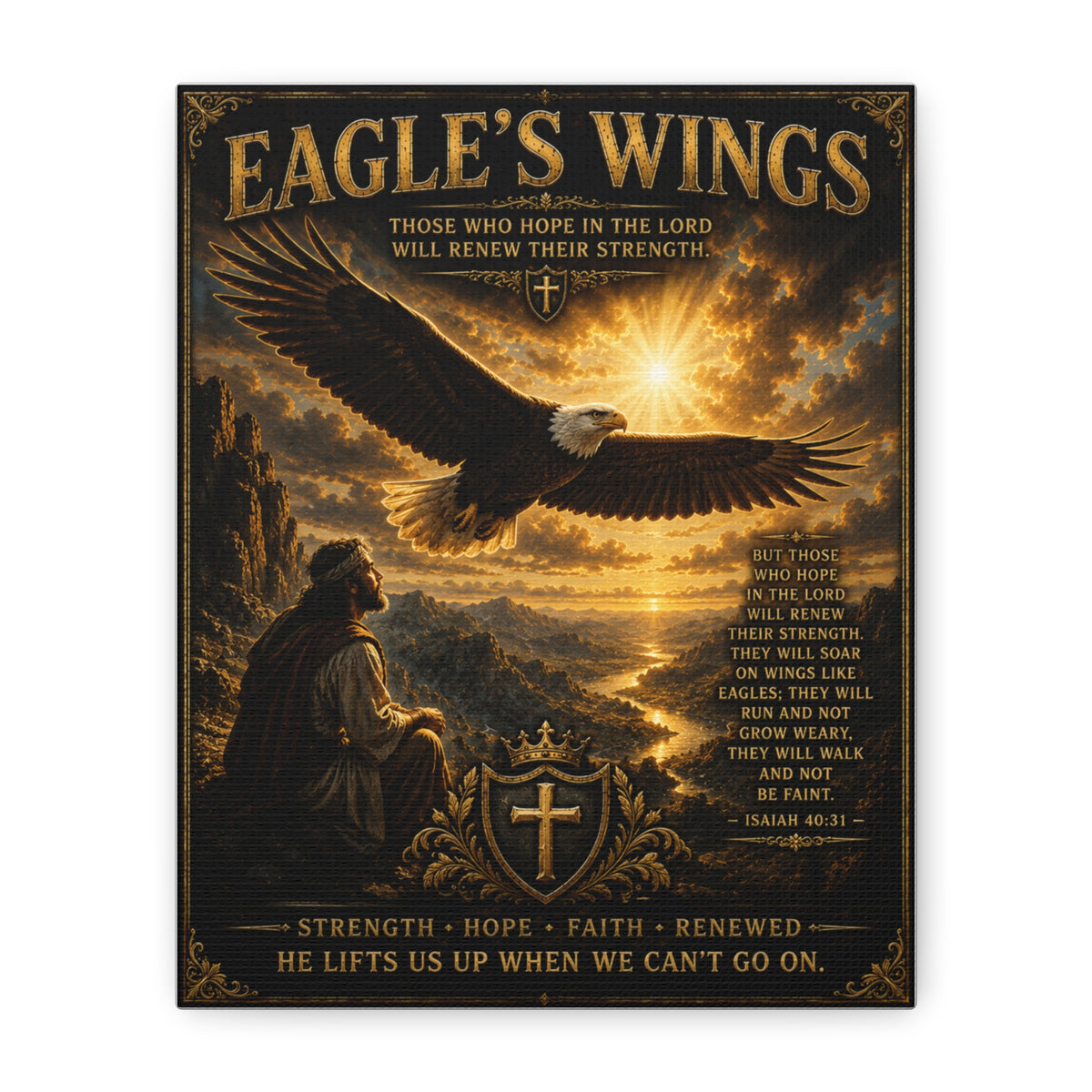 Inspirational Eagle & Psalm Canvas Wall Art