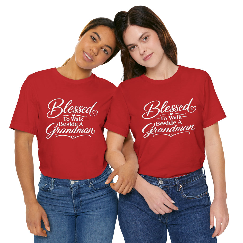 Blessed To Walk Beside A Grandman T-Shirt — Grandma/Grandson Matching Gift