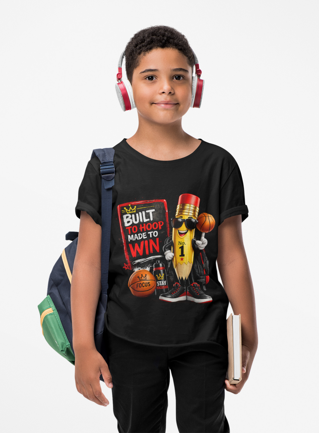Kids Basketball T‑Shirt — "Built to Hoop Made to Win" Graphic Tee