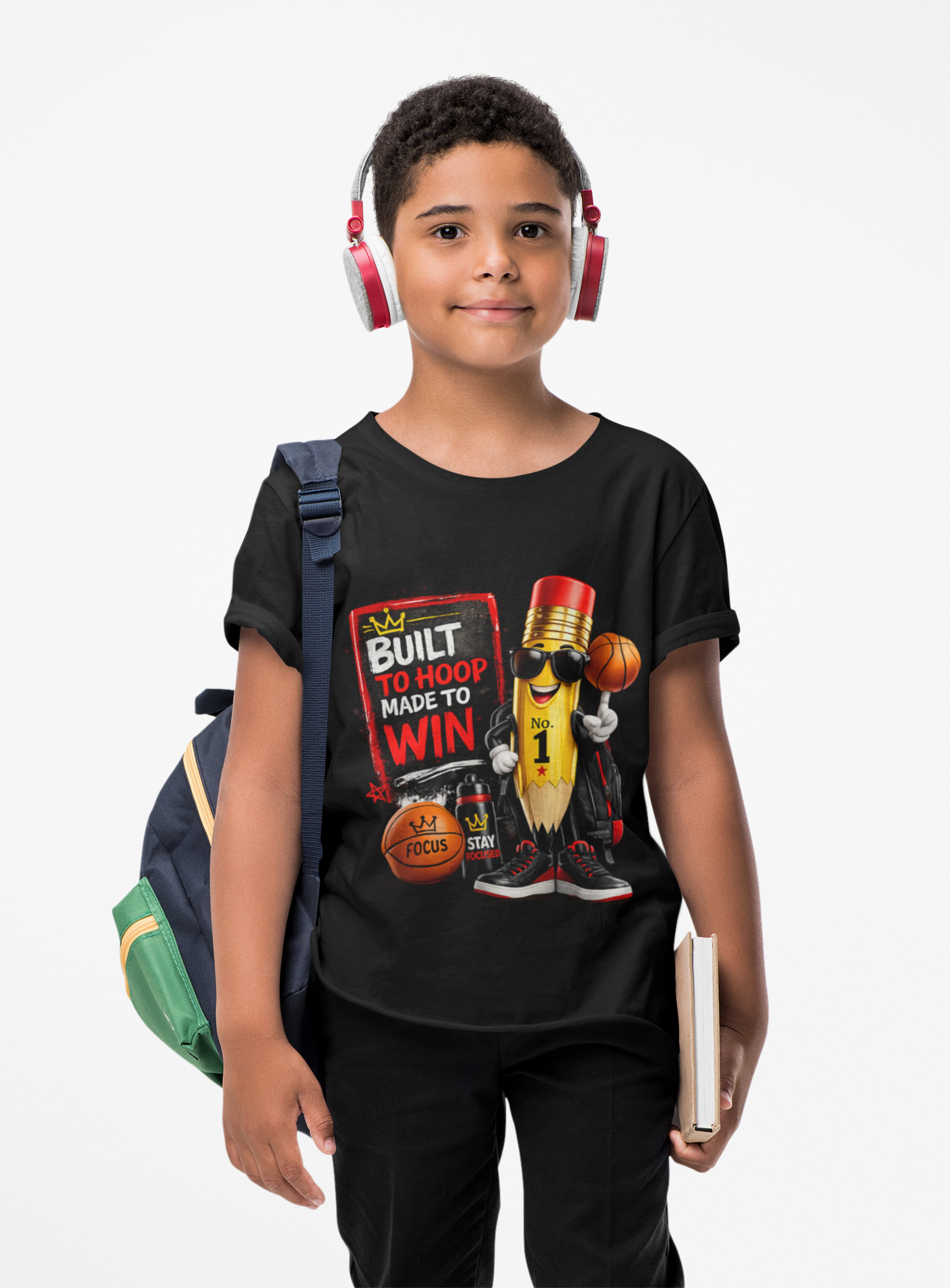 Kids Basketball T‑Shirt — "Built to Hoop Made to Win" Graphic Tee
