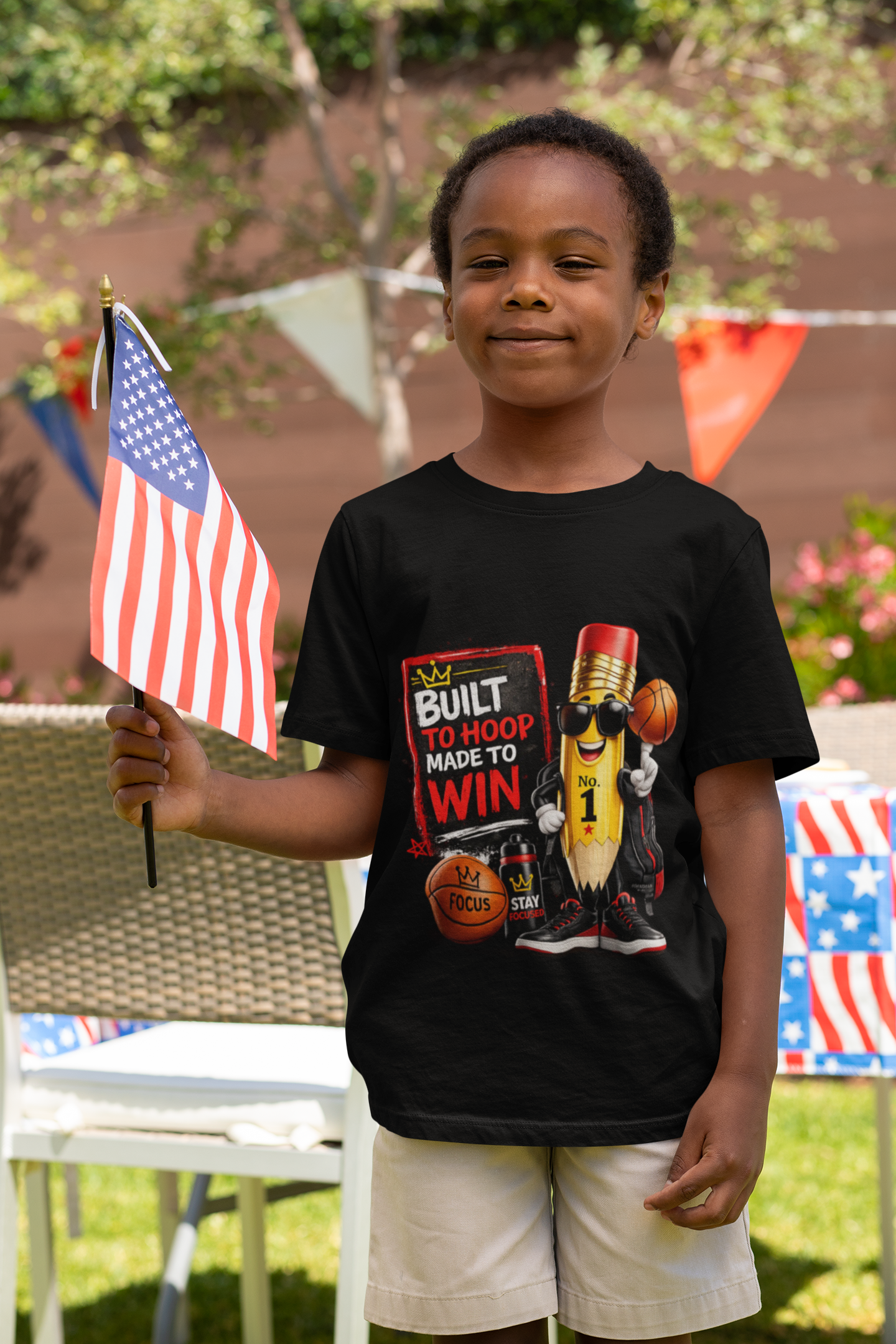 Kids Basketball T‑Shirt — "Built to Hoop Made to Win" Graphic Tee