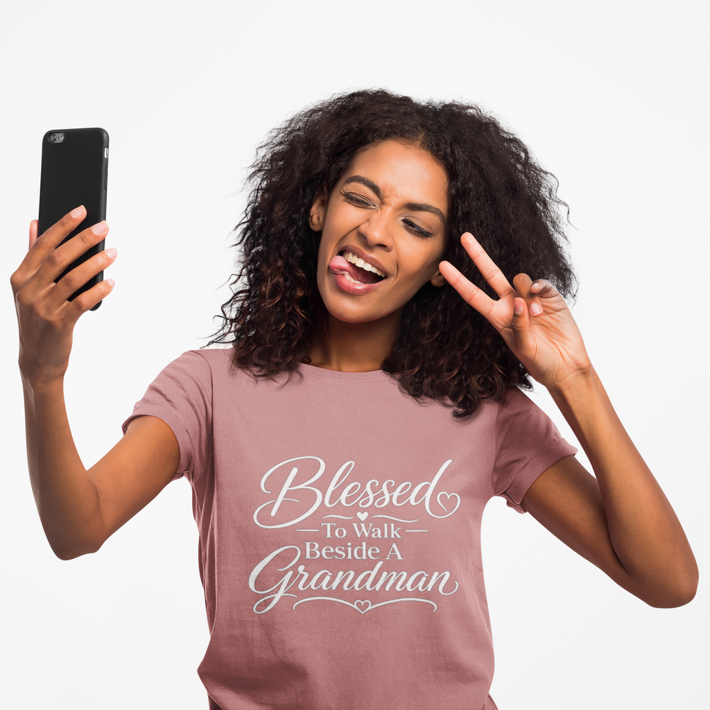 Blessed To Walk Beside A Grandman T-Shirt — Grandma/Grandson Matching Gift