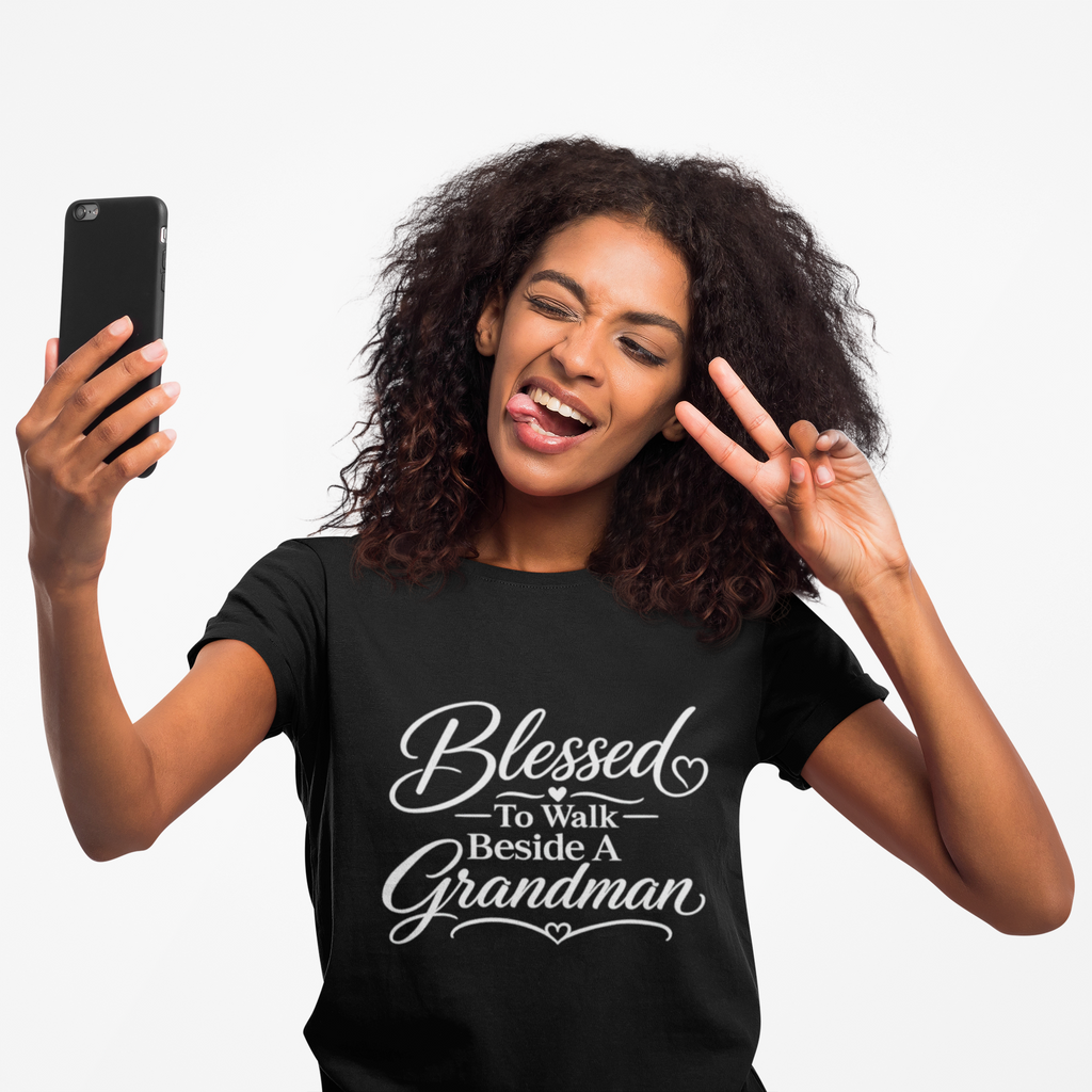 Blessed To Walk Beside A Grandman T-Shirt — Grandma/Grandson Matching Gift