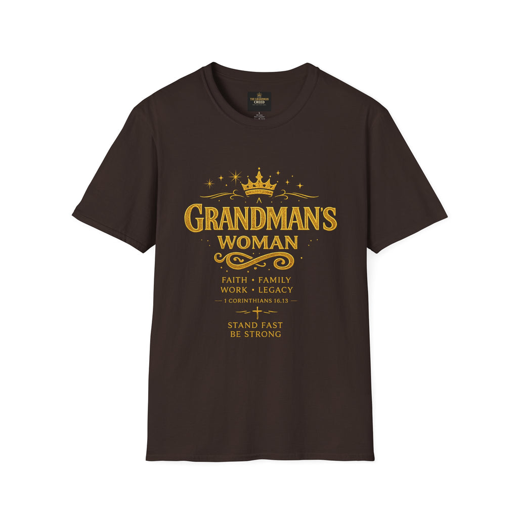 Grandman's Woman T-Shirt — Faith Family Legacy Graphic Tee