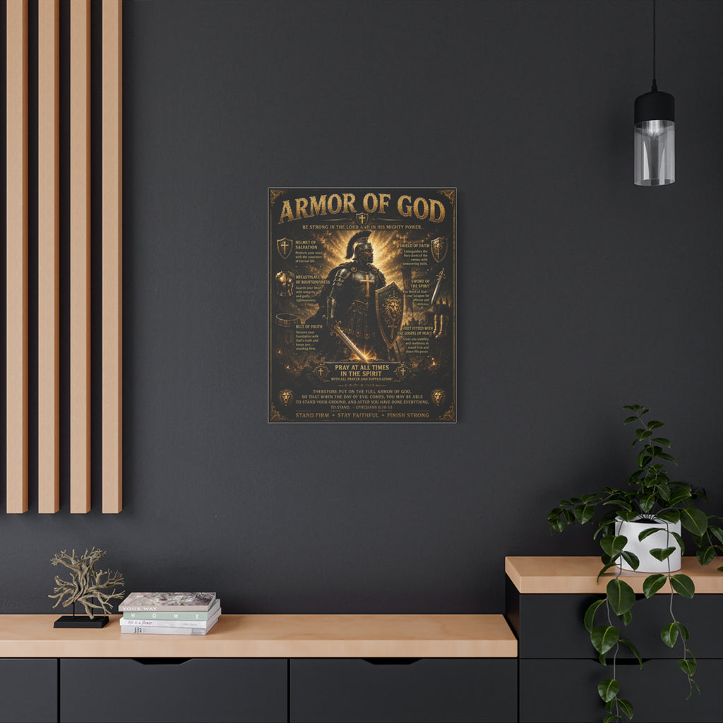 Christian Armor Canvas Wall Art — “Pray at All Times in the Spirit” Matte Stretched Canvas