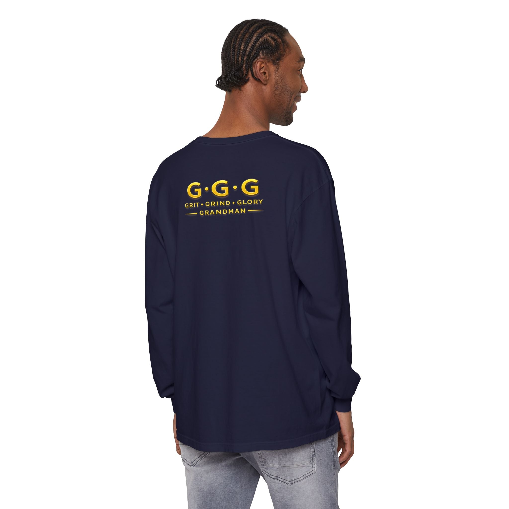 Grandman Goods Long Sleeve Tee — "Grit • Grind • Glory" Grandfather Pride Shirt
