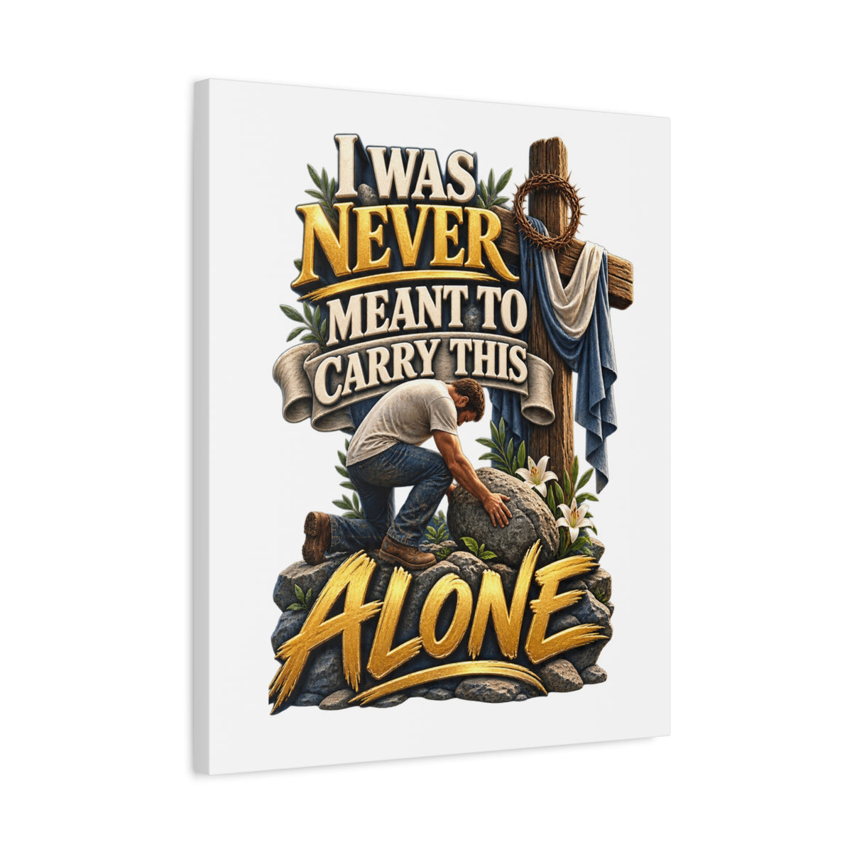 Christian Canvas Wall Art "I Was Never Meant to Carry This Alone" – Inspirational Faith Print