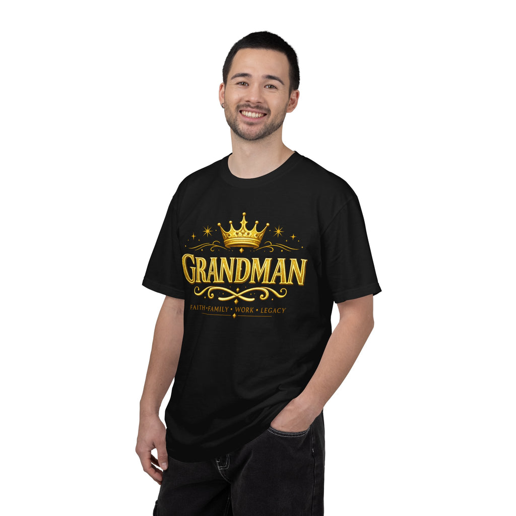 Grandman Crown T-Shirt — "Grandman" Pride Tee (Faith • Family • Work • Legacy)