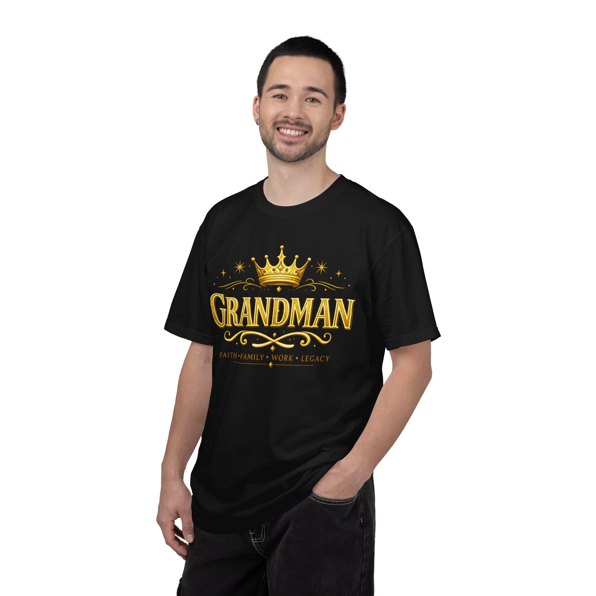 Grandman Crown T-Shirt — "Grandman" Pride Tee (Faith • Family • Work • Legacy)