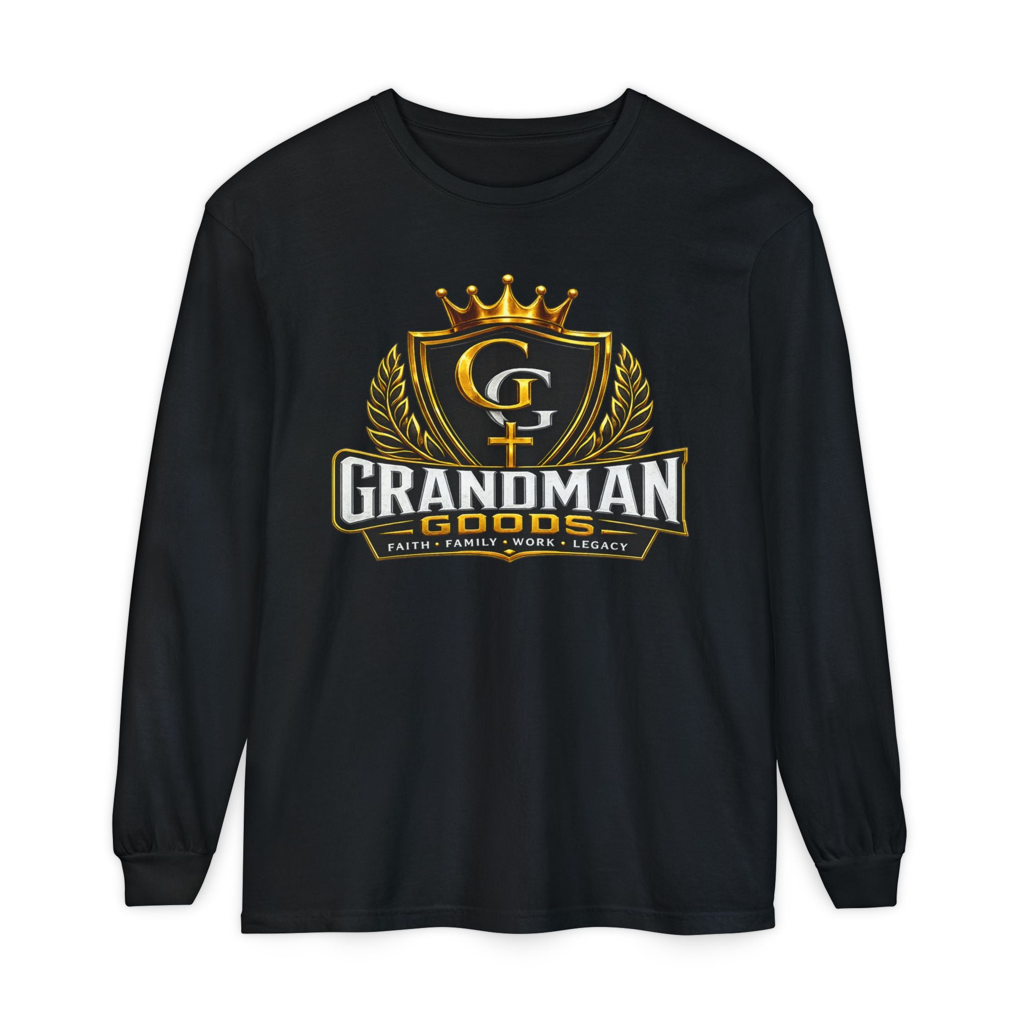 Grandman Goods Long Sleeve Tee — "Grit • Grind • Glory" Grandfather Pride Shirt